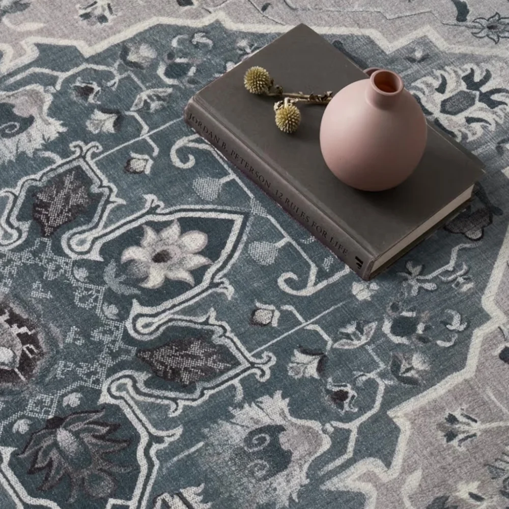 Evergrace NWT 2'x3' Medallion Non-Slip Rug In Steel Gray Rectangle Mat